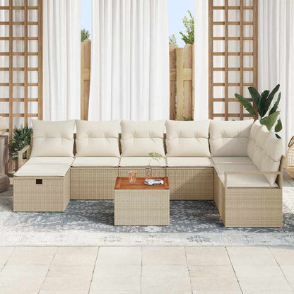 Tuinbankenset met kussen met opslag 9 pcs Beige Poly riet