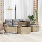 Garden Sofa Set with Cushion and Storage 6 pcs Beige Poly Rattan