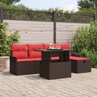Garden Sofa Set with Cushion and Storage 6 pcs Brown poly rattan