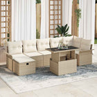 Garden Sofa Set with Cushions with Storage 8 pcs Beige Poly Rattan