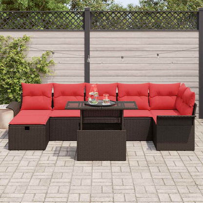 Tuin Sofa Set met kussen met opslag 8 pcs Bruin Poly riet