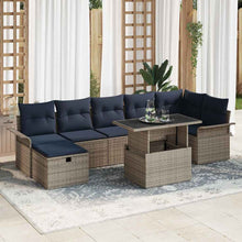 Tuin Sofa Set met kussen met opslag 8 pcs Grijs Poly riet