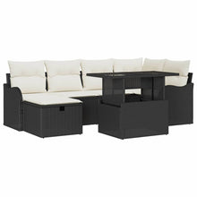 Tuin Sofa Set met kussen met opslag 7 pcs Zwart Poly riet