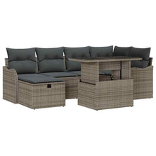 Tuin Sofa Set Met Kussen Met Opslag 7 Pcs Poly Riet Grijs Donkergrijs