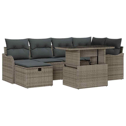 Tuin Sofa Set Met Kussen Met Opslag 7 Pcs Poly Riet Grijs Donkergrijs