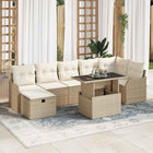 Tuinset poly rotan 8-delig beige met opbergruimte