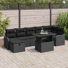 Garden Sofa Set with Cushion and Storage 8 pcs Black Poly Rattan