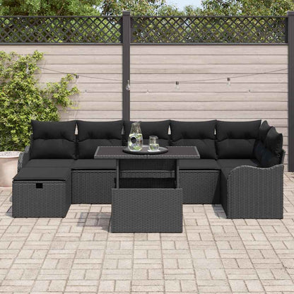Tuin Sofa Set met kussen met opslag 8 pcs Zwart Poly riet