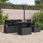 Garden Sofa Set with cushion with storage 6 pcs Black Poly rattan