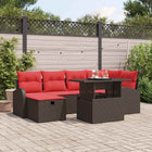 Garden Sofa Set with Cushion and Storage 7 pcs Brown Poly Rattan