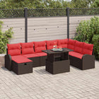 Garden Sofa Set with Cushion with Storage 9 pcs Brown Poly rattan