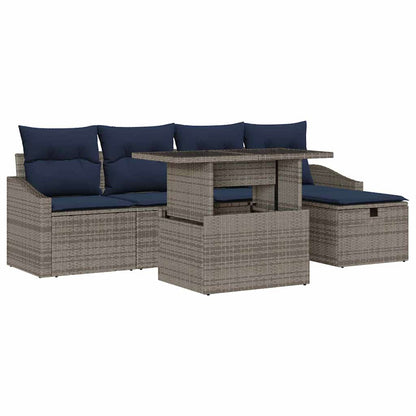 Tuin Sofa Set met kussen 6 pcs Grijs poly rattan
