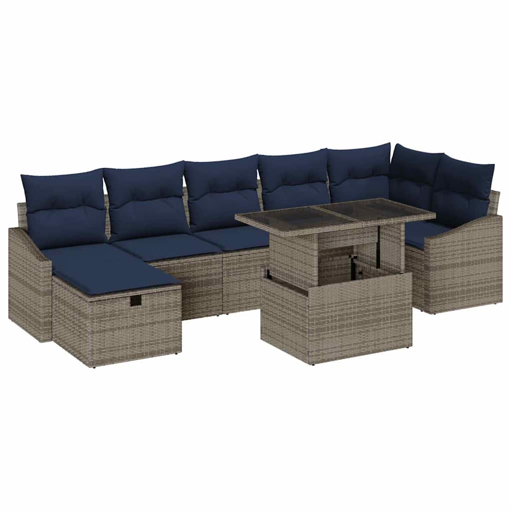 Tuin Sofa Set met kussen 8 pcs Grijs poly rattan