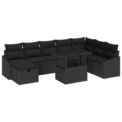 Tuin Sofa Set 9 pcs Zwart poly rattan