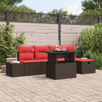 Tuin Sofa Set 6 st Bruin poly rattan