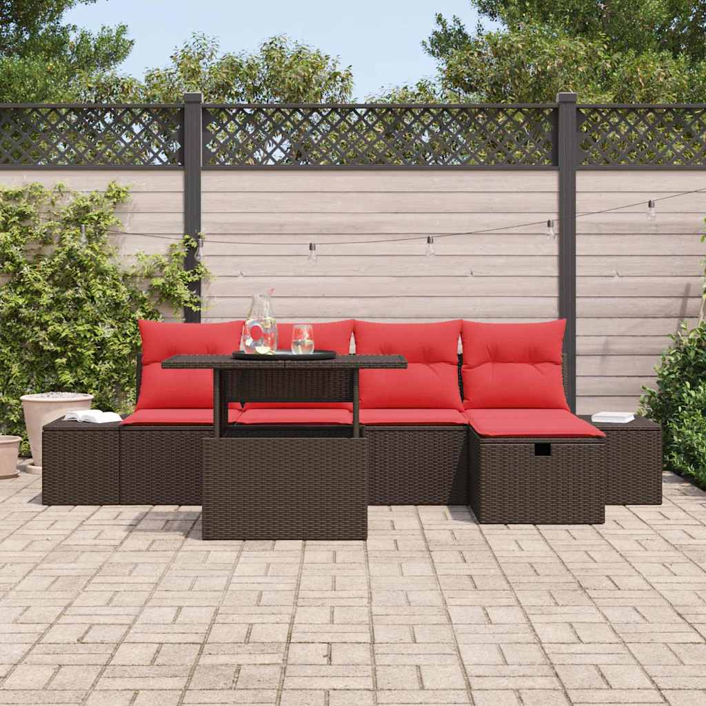 Tuin Sofa Set 6 st Bruin poly rattan