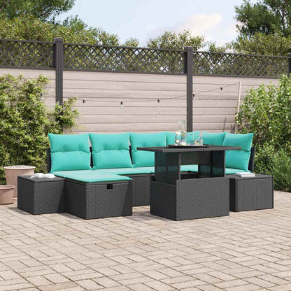 Tuin Sofa Set 7 st Zwart poly rattan