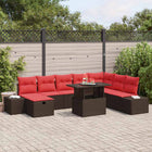 Tuinbank modulair 9-delig bruin poly rattan