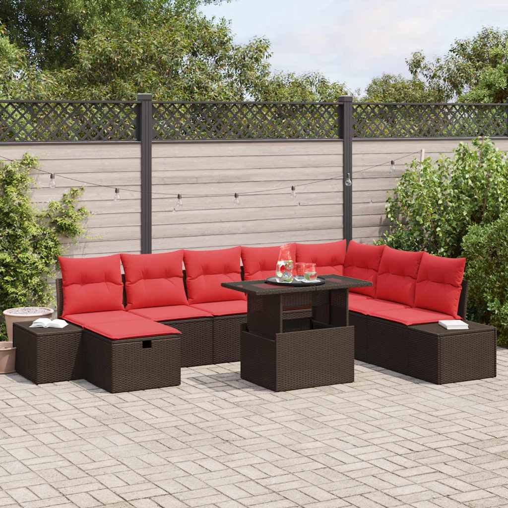 Tuin Sofa Set 9 st Bruin poly rattan