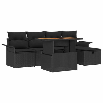 Tuin Sofa Set 6 pcs Zwart poly rattan
