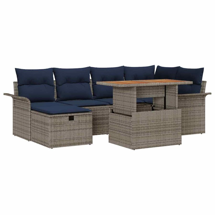Tuin Sofa Set 7 pcs Grijs poly rattan