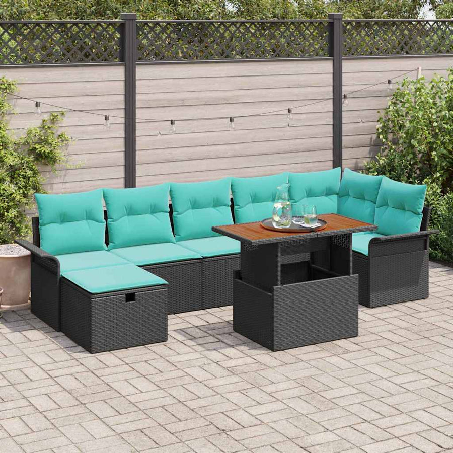 Tuin Sofa Set 8 pcs Zwart poly rattan
