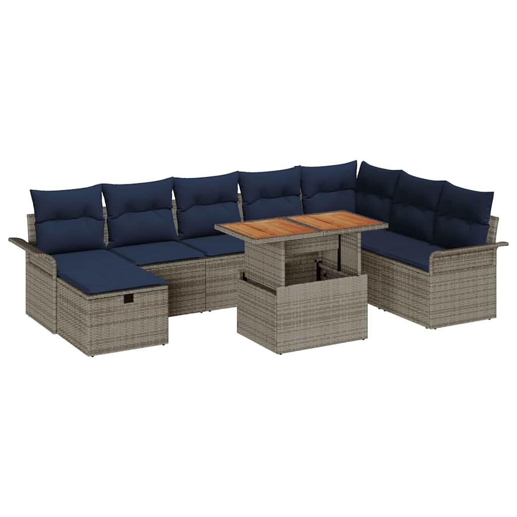 Tuin Sofa Set 9 pcs Grijs poly rattan