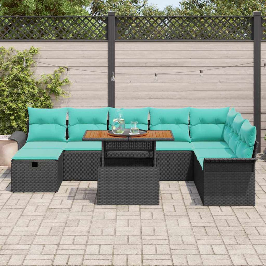 Tuin Sofa Set 9 pcs Zwart poly rattan