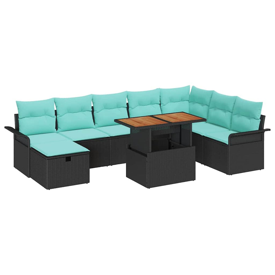 Tuin Sofa Set 9 pcs Zwart poly rattan