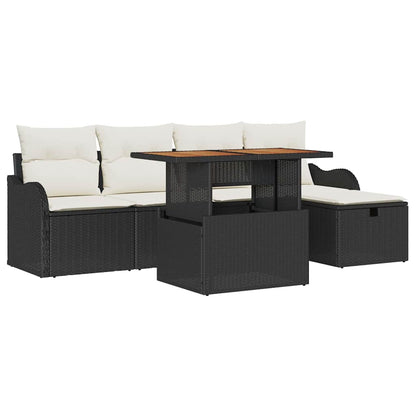 Tuin Sofa Set 6 pcs Zwart poly rattan