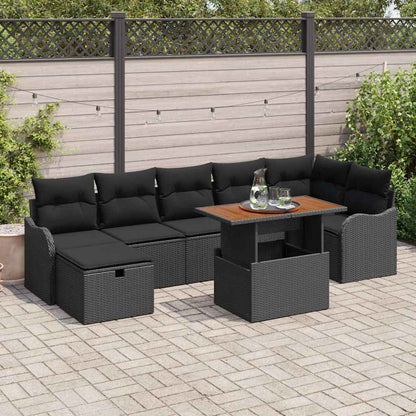Tuin Sofa Set met opslag 8 pcs Zwart Poly riet
