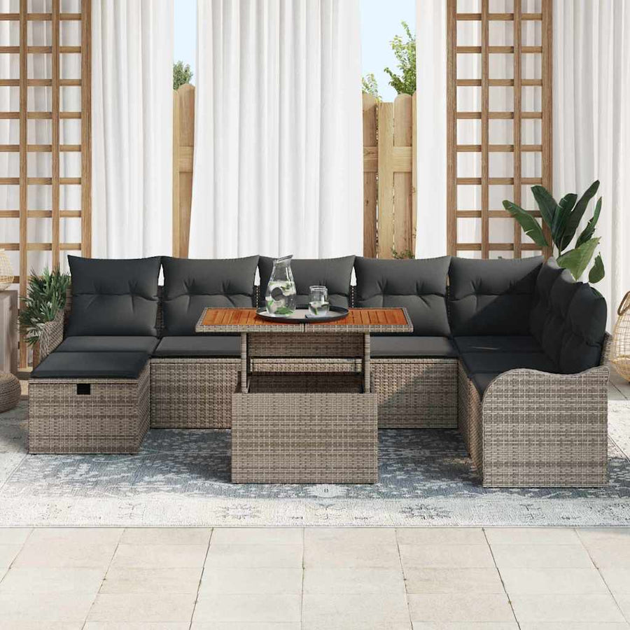 Tuin Sofa Set 9 Pcs Poly Rattan Grijs Donkergrijs