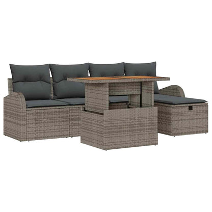 Tuin Sofa Set 6 pcs Grijs poly rattan