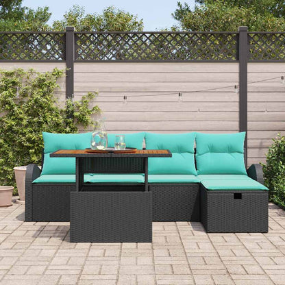 Tuin Sofa Set 6 pcs Zwart poly rattan