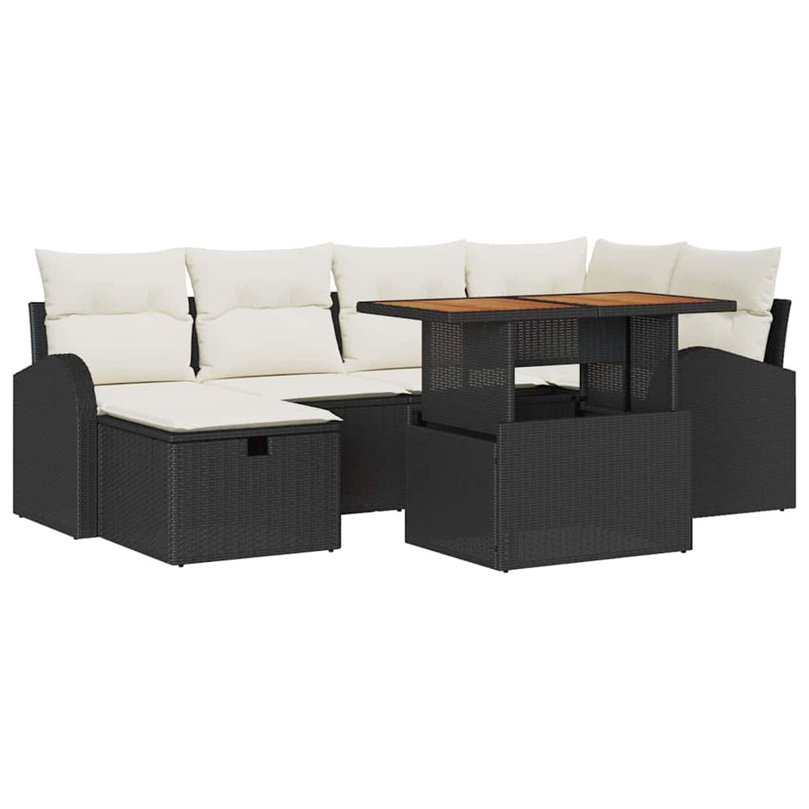 Tuin Sofa Set 7 pcs Zwart poly rattan