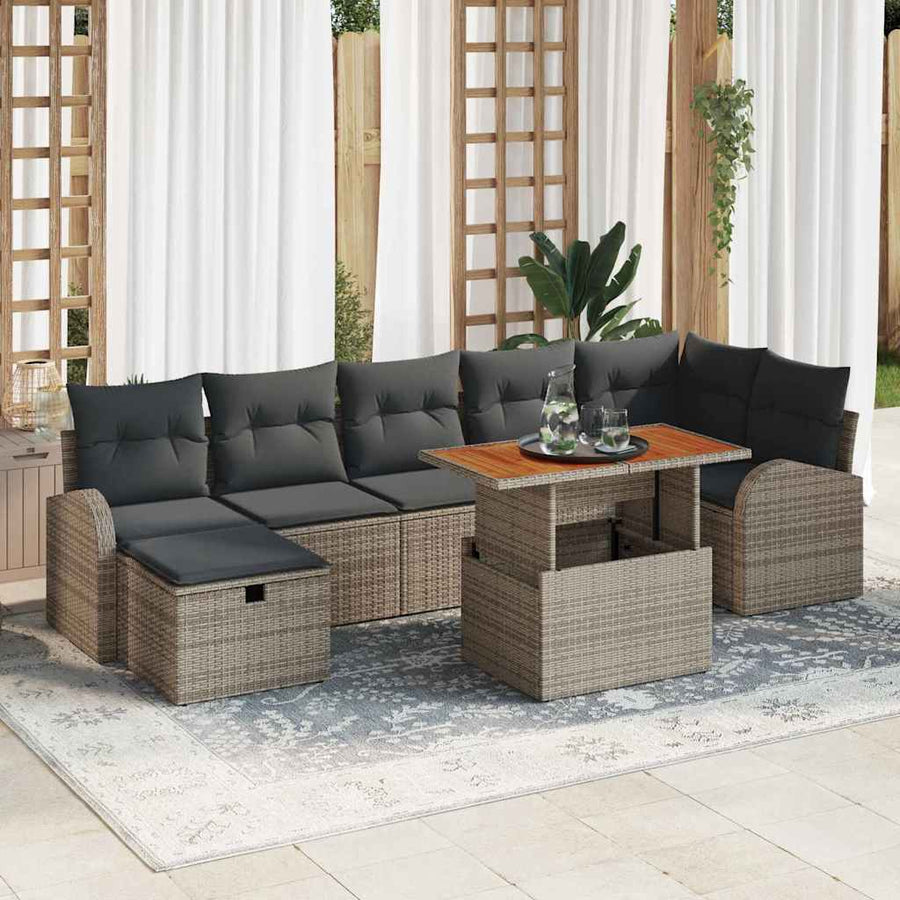 Tuin Sofa Set 8 pcs Grijs poly rattan