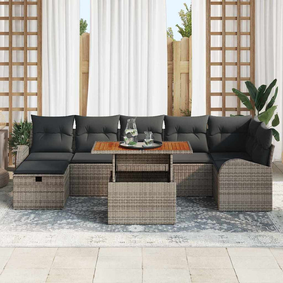 Tuin Sofa Set 8 pcs Grijs poly rattan