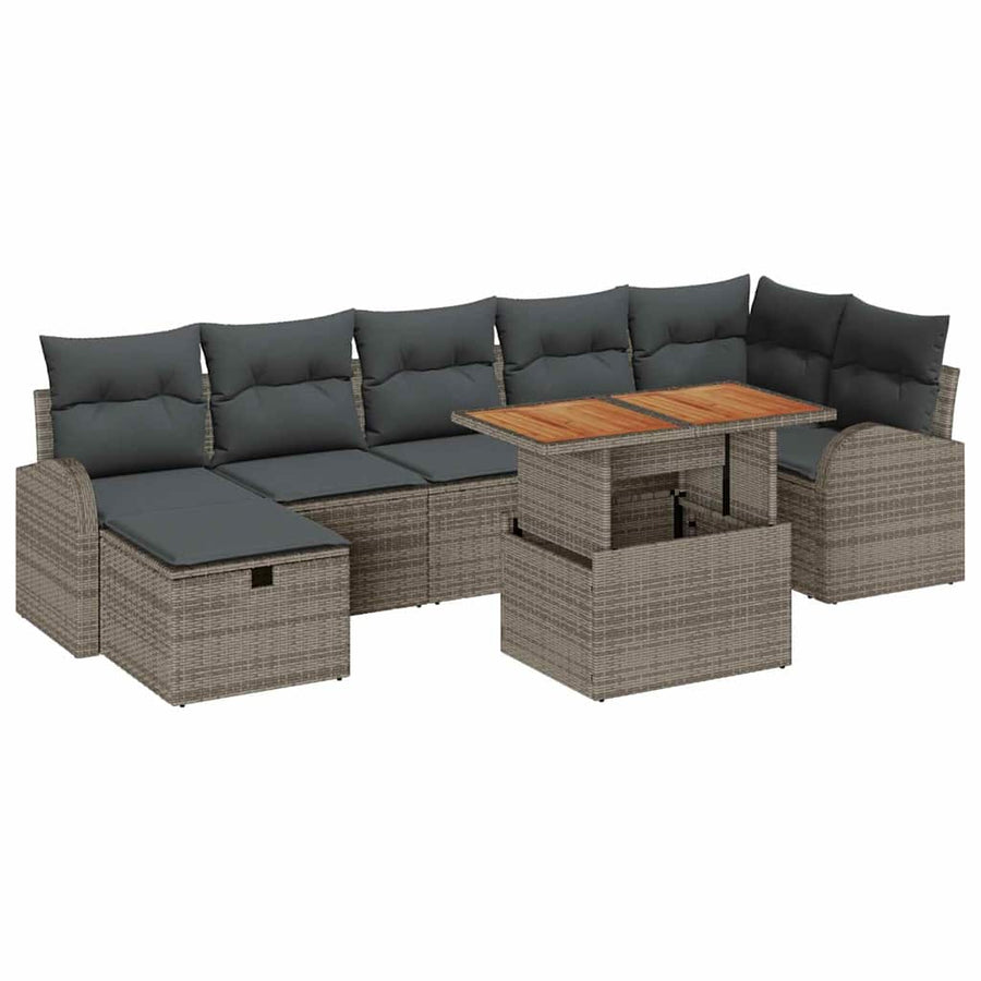 Tuin Sofa Set 8 pcs Grijs poly rattan