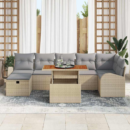 Tuin Sofa Set 8 Pcs Poly Rattan Beige Lichtgrijs
