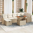Tuinset poly rattan acaciahout 8-delig beige