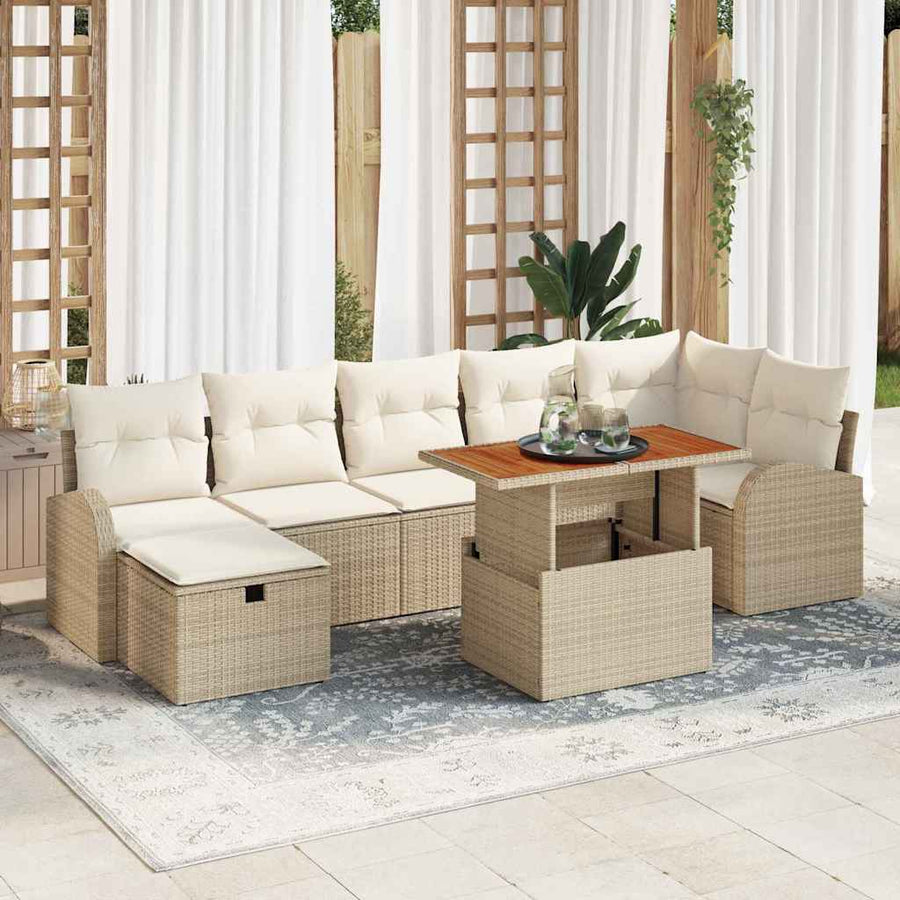 Tuin Sofa Set 8 pcs Beige poly rattan