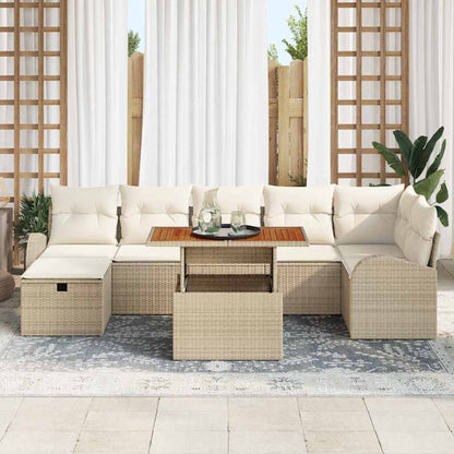Tuin Sofa Set 8 pcs Beige poly rattan