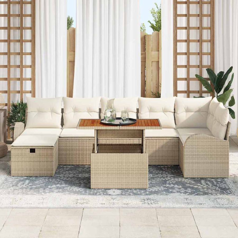 Tuin Sofa Set 8 pcs Beige poly rattan