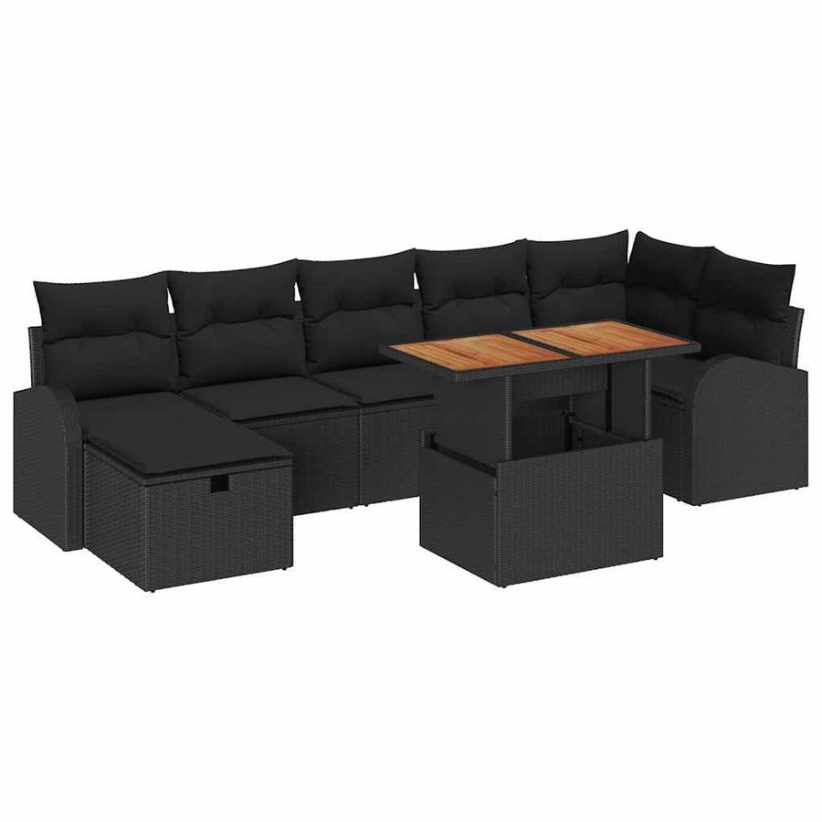 Tuin Sofa Set 8 pcs Zwart poly rattan