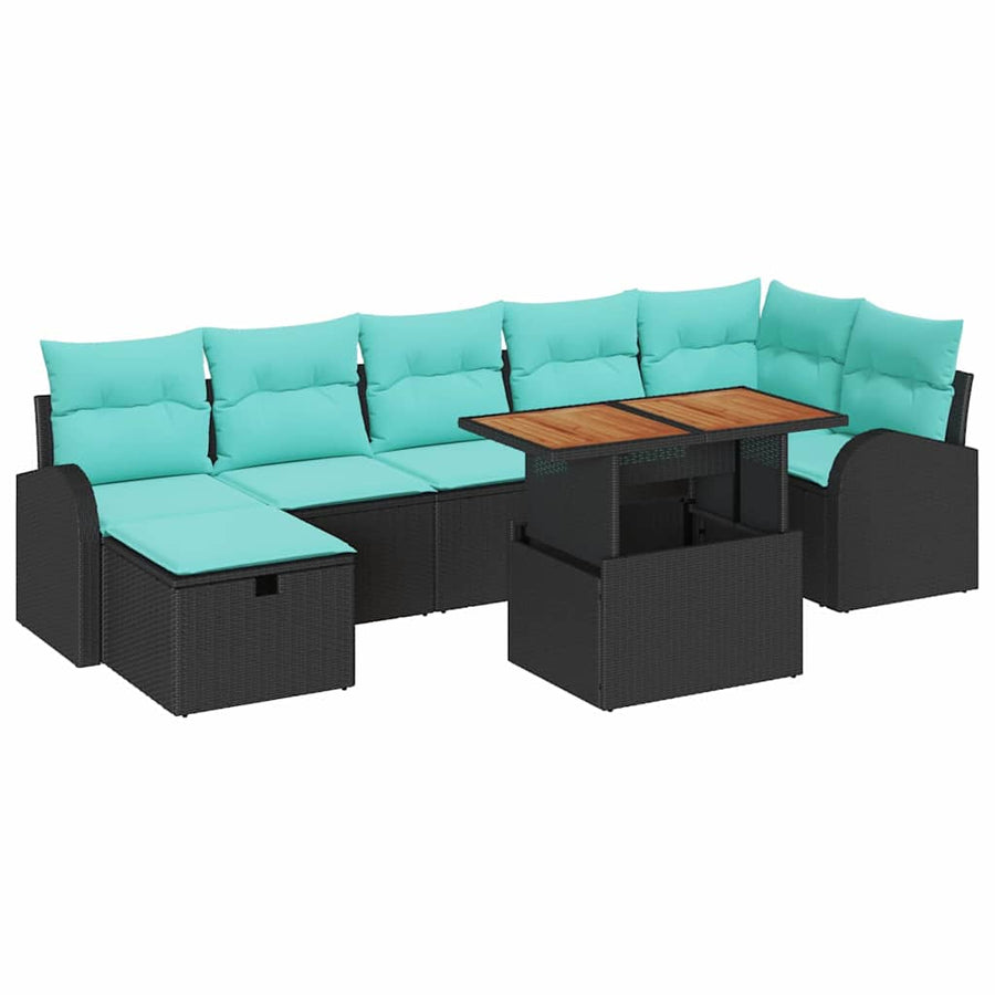 Tuin Sofa Set 8 pcs Zwart poly rattan