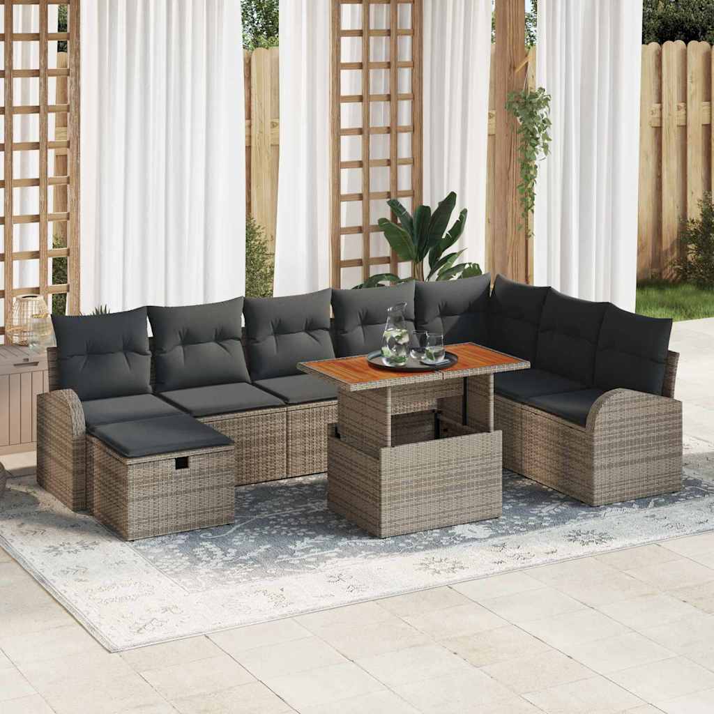 Tuin Sofa Set 9 pcs Grijs poly rattan