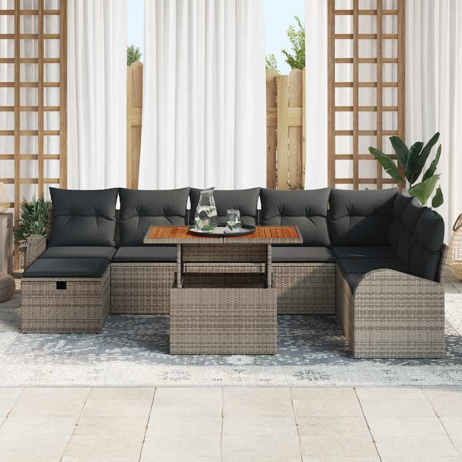 Tuin Sofa Set 9 pcs Grijs poly rattan