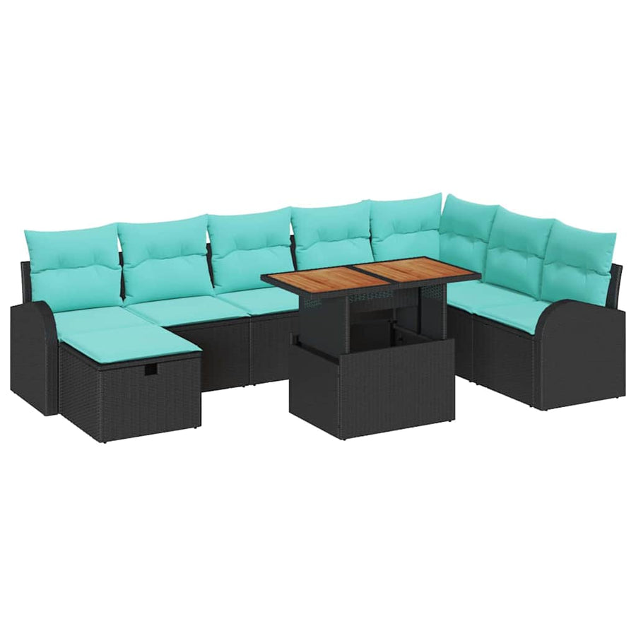 Tuin Sofa Set 9 pcs Zwart poly rattan