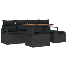 Tuin Sofa Set 6 pcs Zwart poly rattan