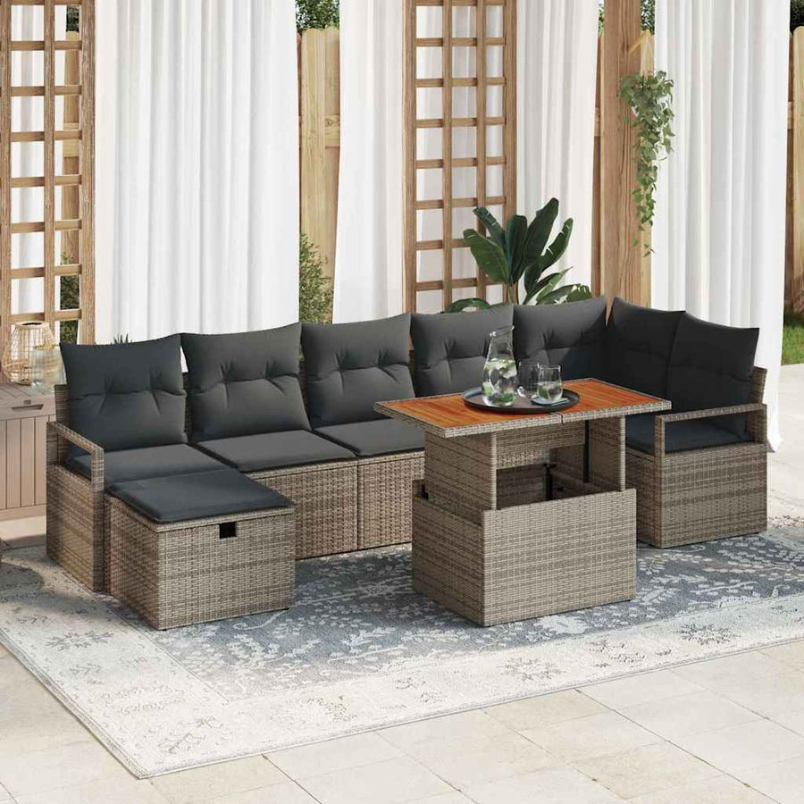 Tuin Sofa Set 8 pcs Grijs poly rattan